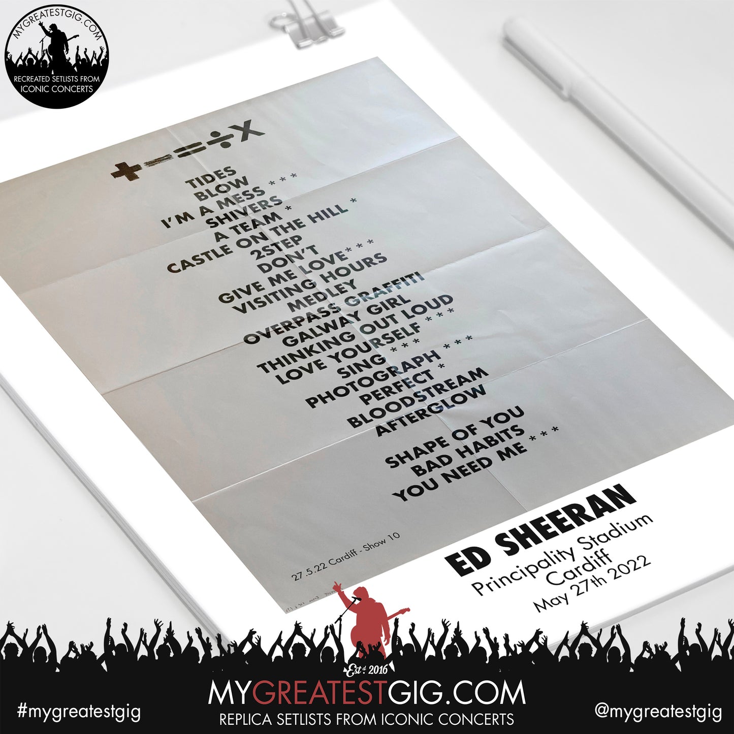 Ed Sheeran - Cardiff - May 27th 2022 Replica Setlist Poster