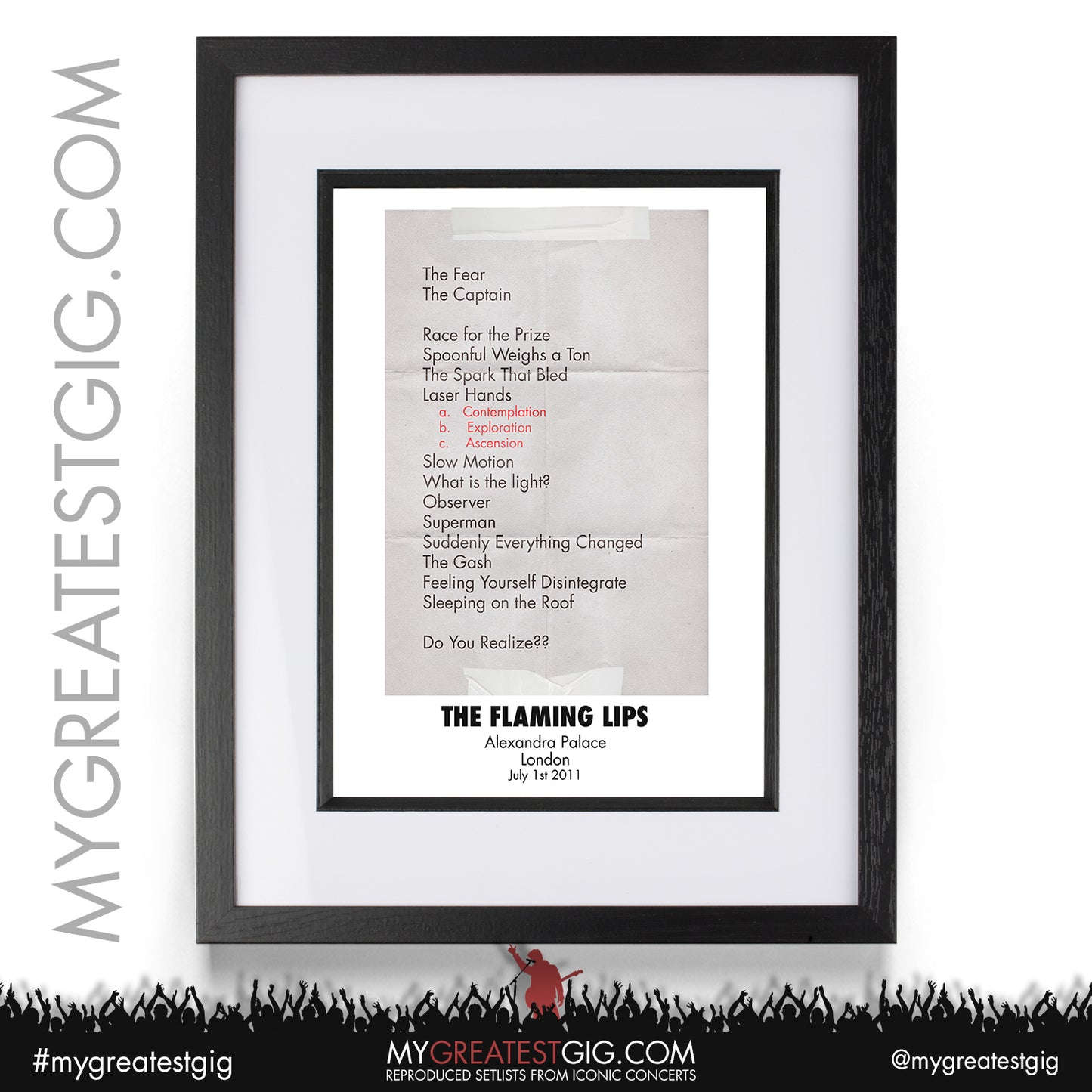 The Flaming Lips - London - July 1st 2011 Recreated Setlist Poster