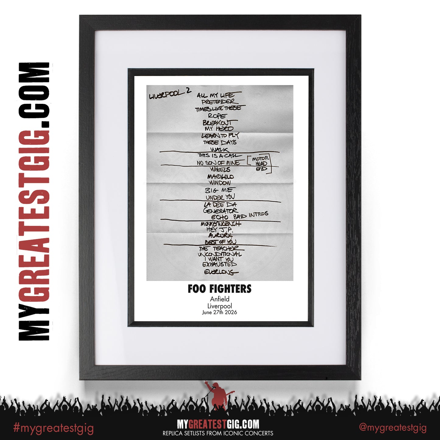 Foo Fighters - Take Cover Tour 2026 - Replica Setlist Posters
