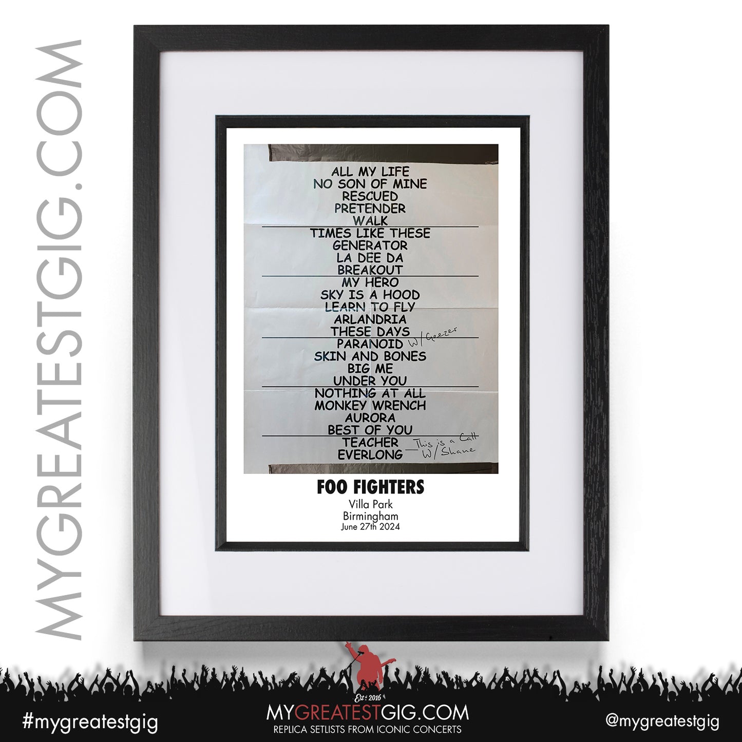Foo Fighters - Birmingham - June 27th 2024 Replica Setlist Poster