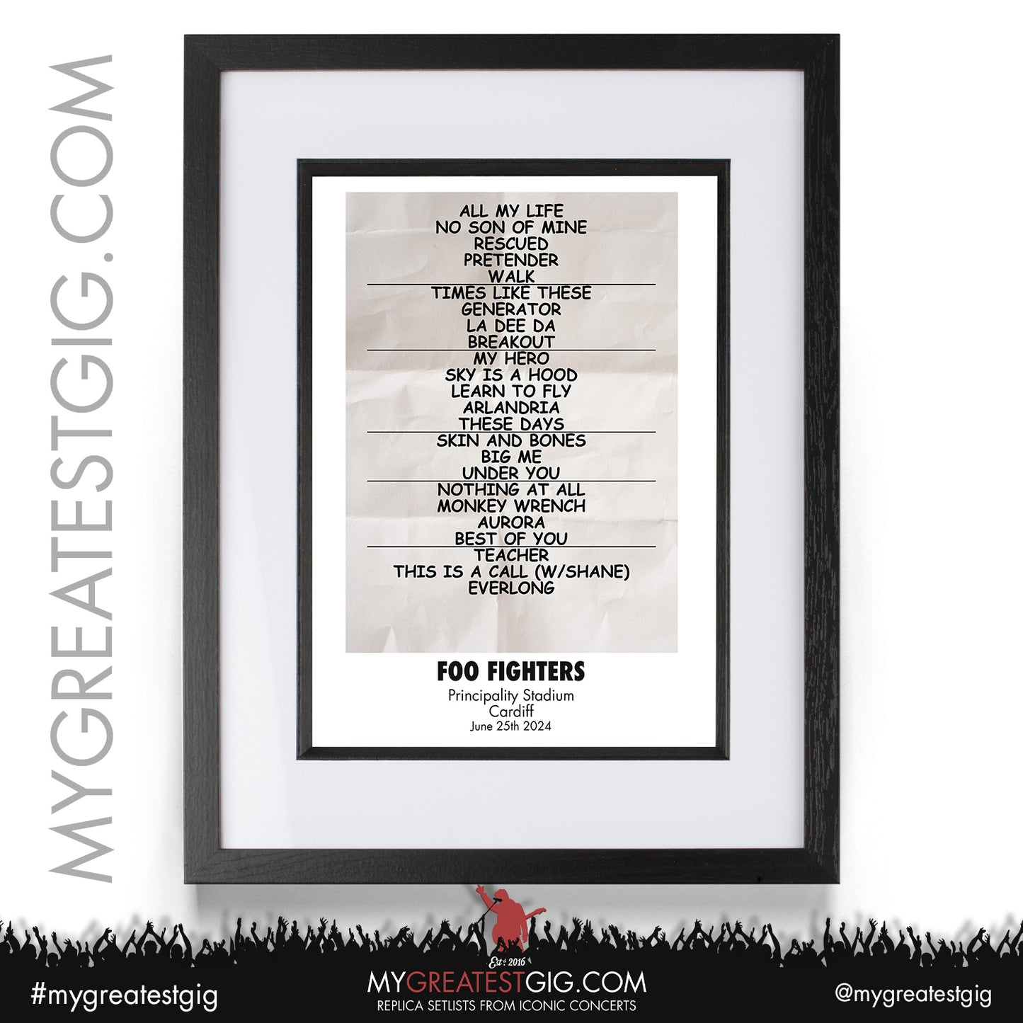 Foo Fighters - Cardiff - June 25th 2024 Replica Setlist Poster