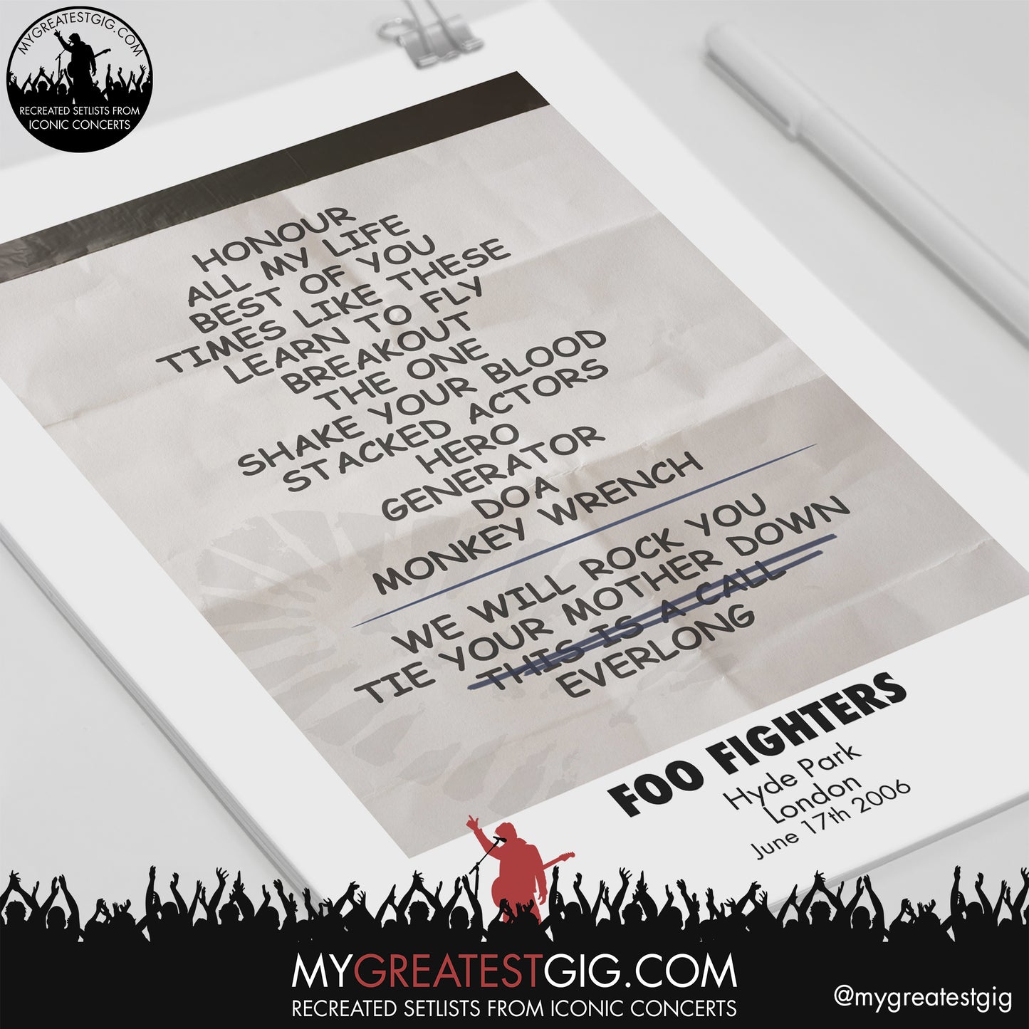 Foo Fighters - London - June 17th 2006 Recreated Setlist Poster