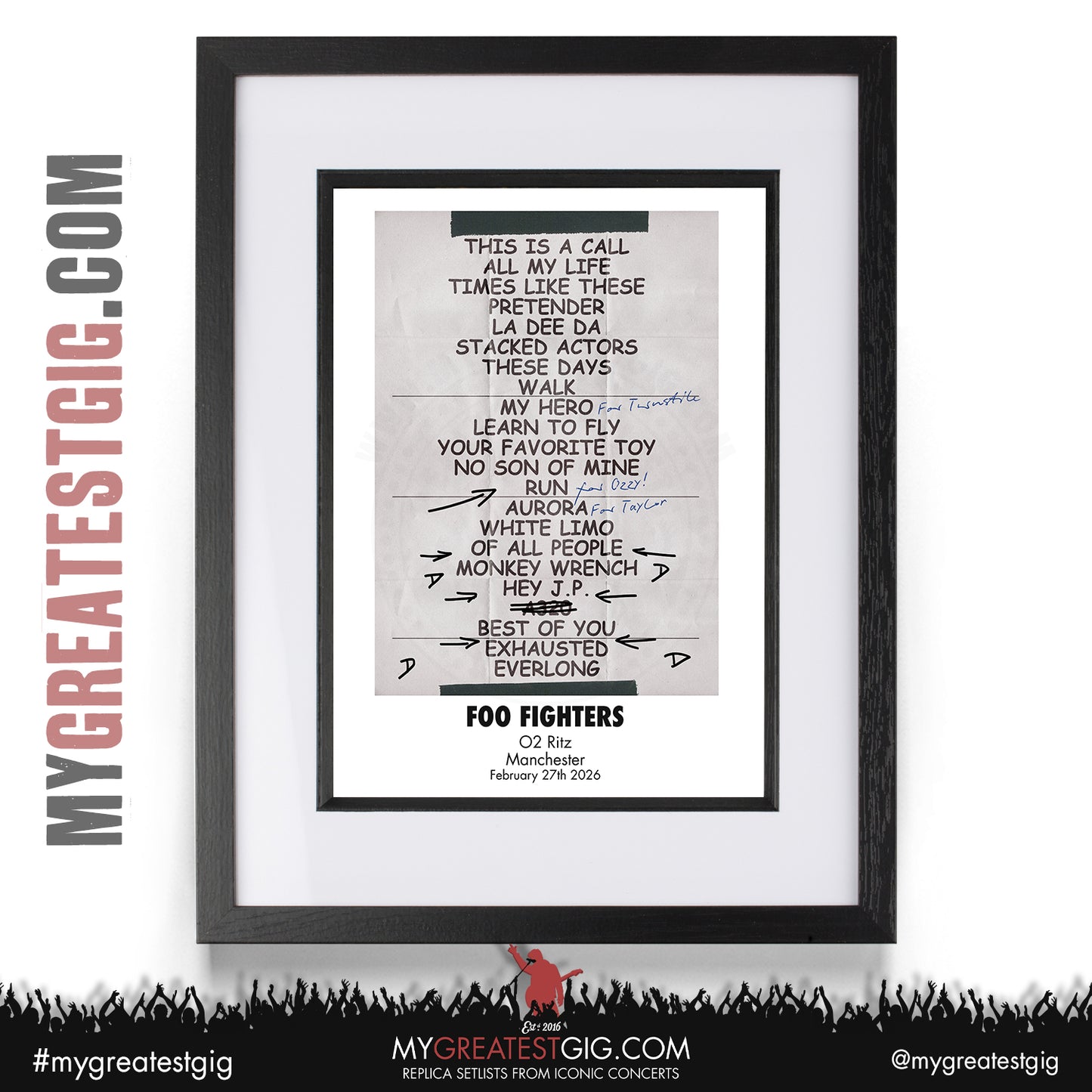 Foo Fighters - Take Cover Tour 2026 - Replica Setlist Posters