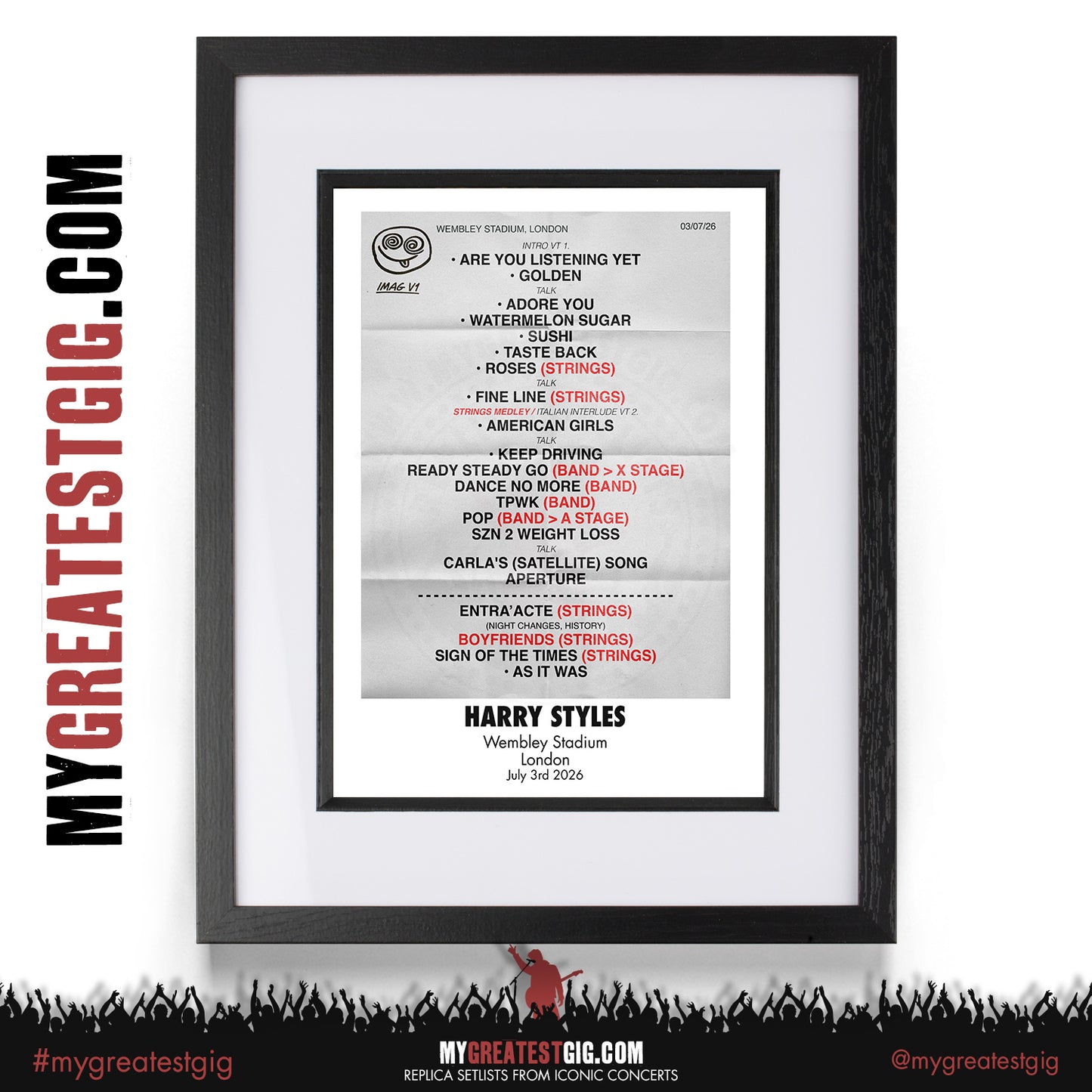 Harry Styles - Together, Together 2026 Tour - Replica Setlist Posters
