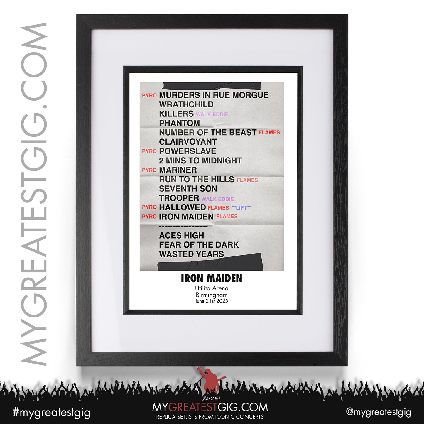 Iron Maiden - Run For Your Lives Tour 2025 - Replica Setlist Posters