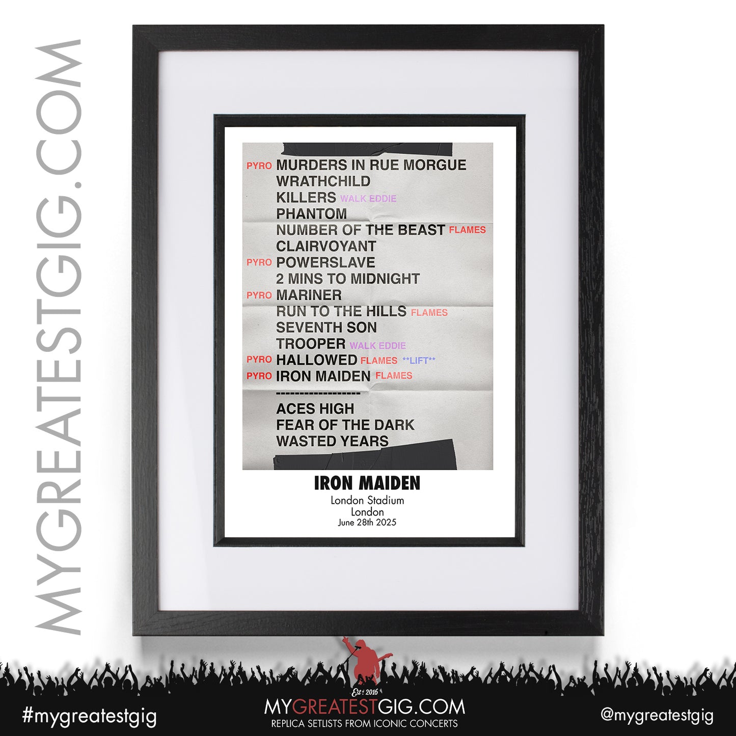 Iron Maiden - Run For Your Lives Tour 2025 - Replica Setlist Posters