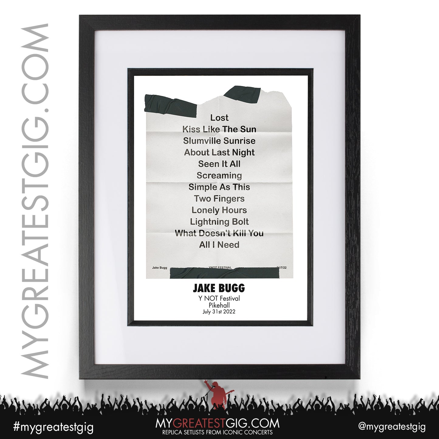 Jake Bugg - Y NOT Festival - July 31st 2022 Replica Setlist Poster