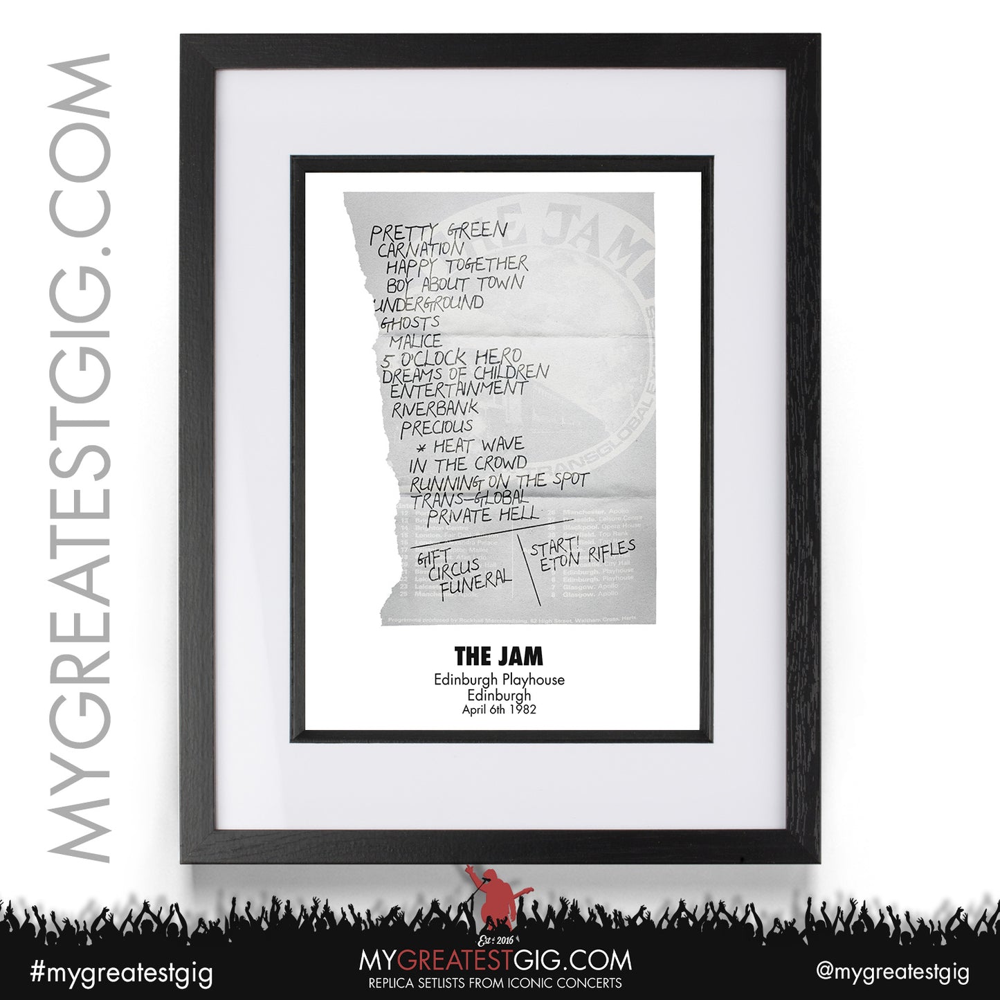 The Jam - Edinburgh - April 5th / 6th 1982 Replica Setlist Poster