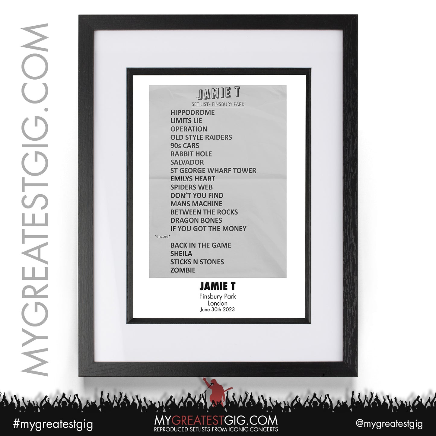 Jamie T - London - June 30th 2023 Recreated Setlist Poster