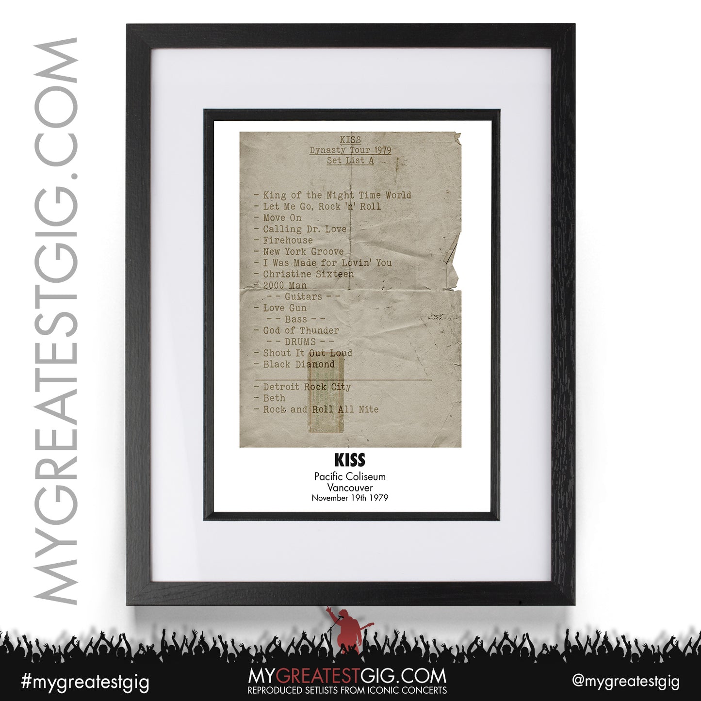 Kiss - Vancouver - November 19th 1979 Recreated Setlist Poster