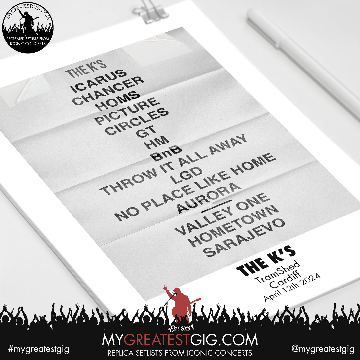 The K's - Cardiff - April 12th 2024 Replica Setlist Poster