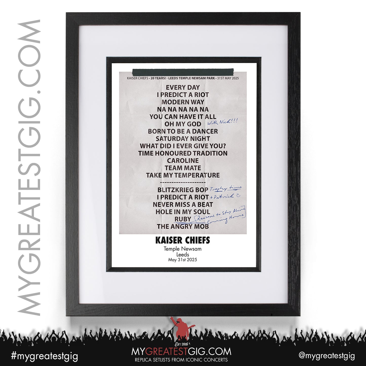 Kaiser Chiefs - Employment 20 Year Anniversary Tour 2025 - Replica Setlist Posters