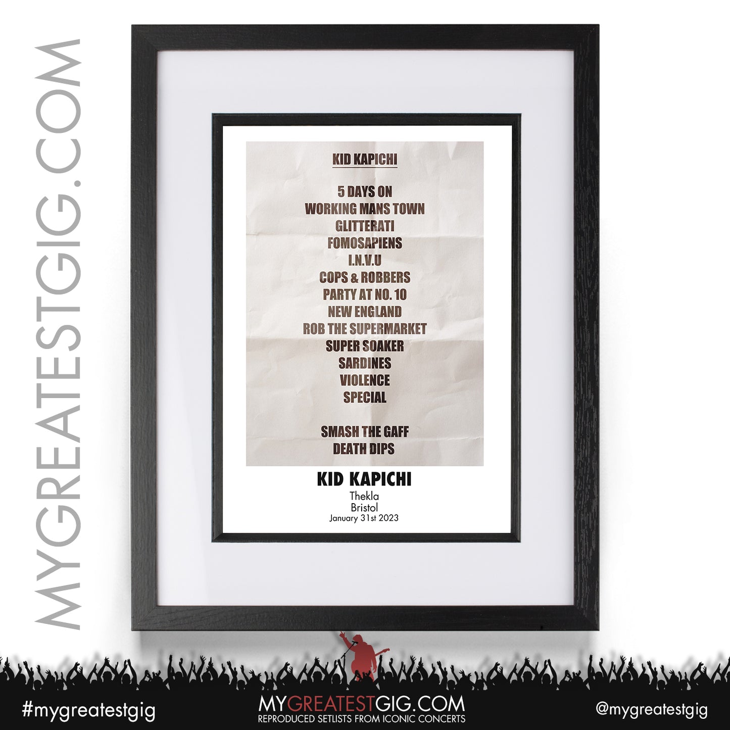 Kid Kapichi - Bristol - January 31st 2023 Recreated Setlist Poster