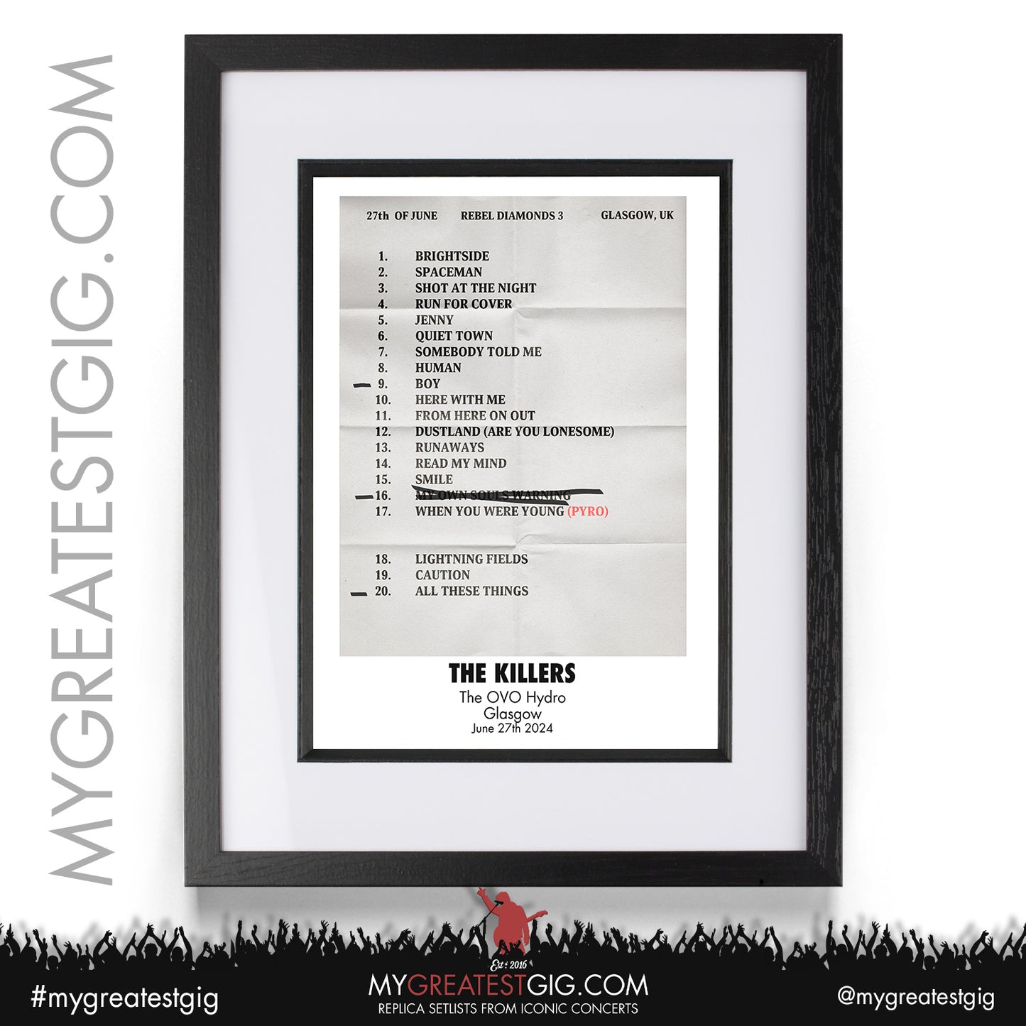 The Killers - Glasgow - June 25th/26th/27th 2024 Replica Setlist Posters