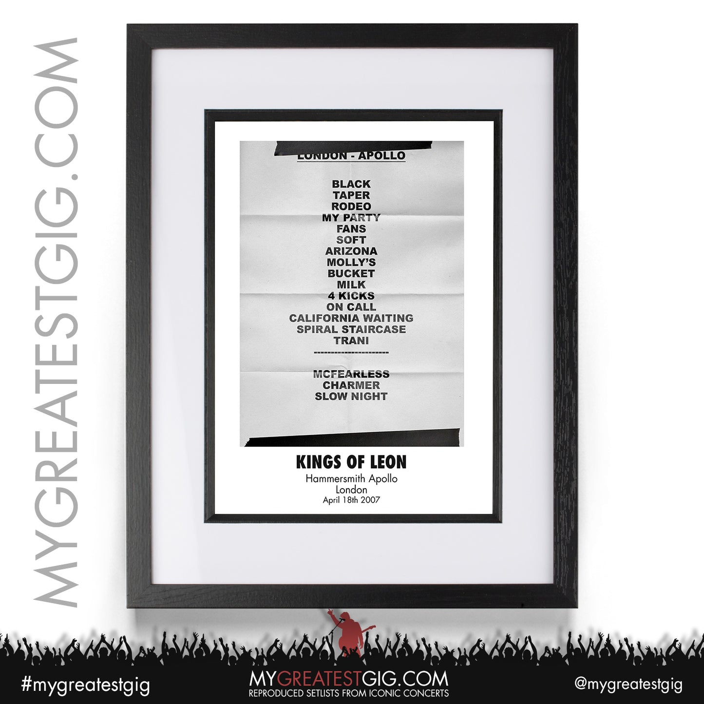 Kings Of Leon - London - April 18th 2007 Recreated Setlist Poster