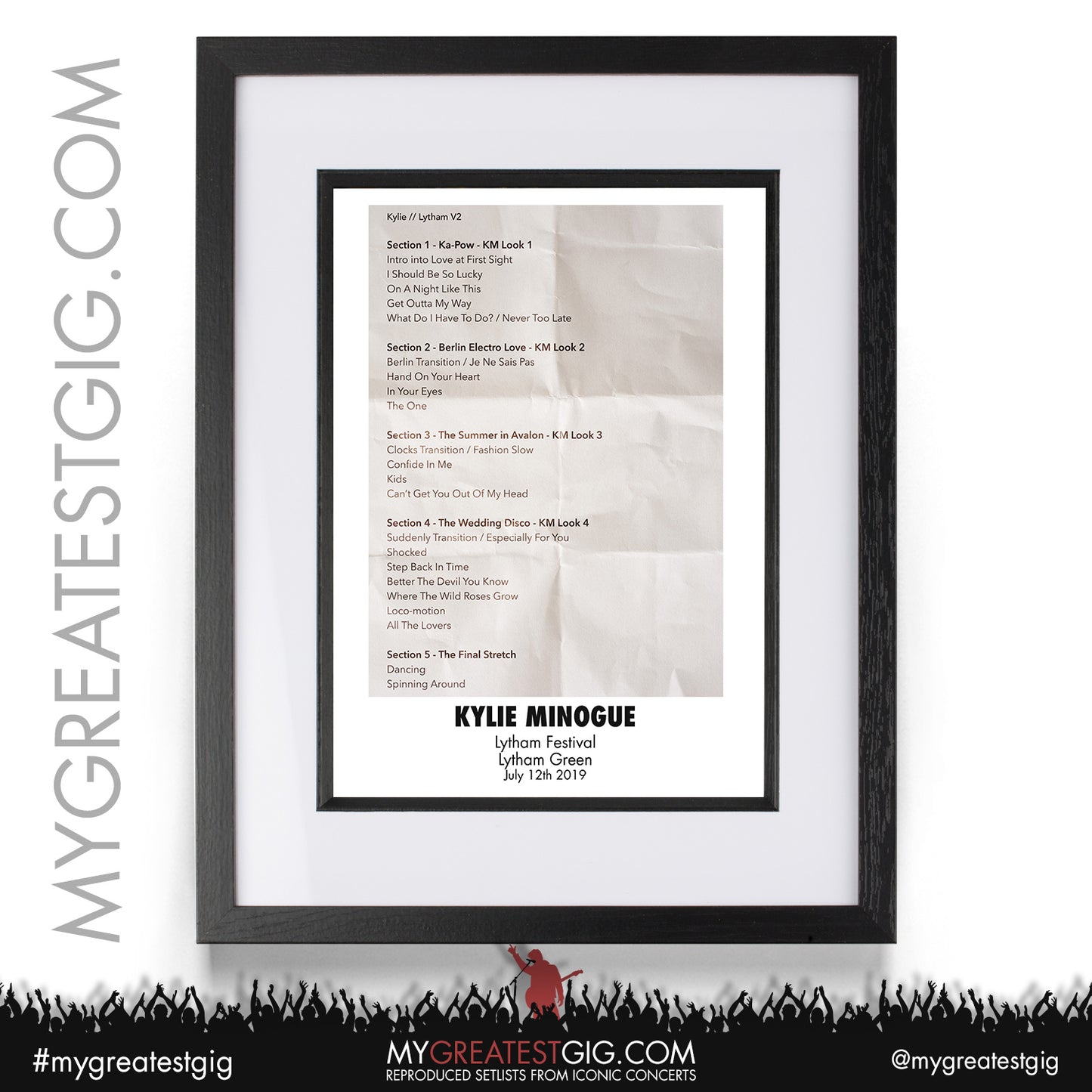 Kylie Minogue - Lytham Festival - July 12th 2019 Recreated Setlist Poster