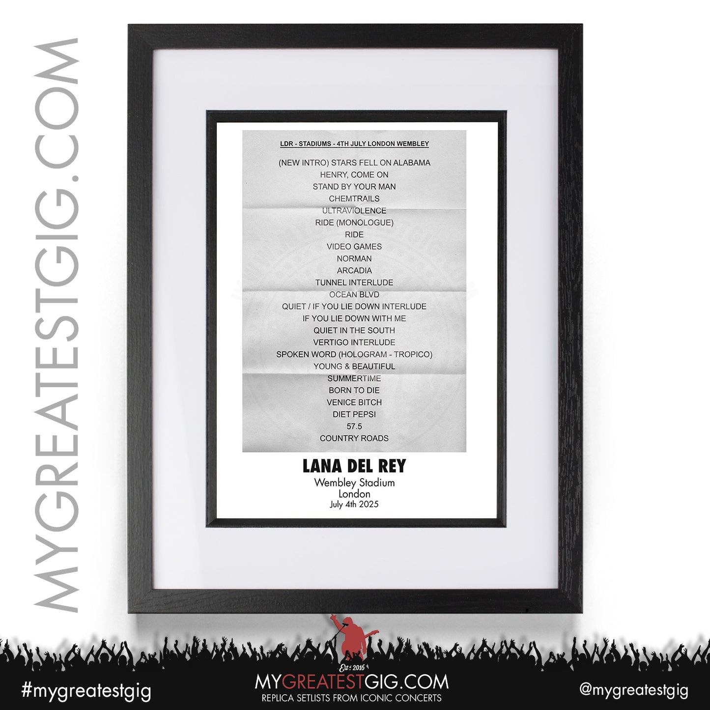 Lana Del Rey - UK & Ireland Tour 2025 - Replica Setlist Posters