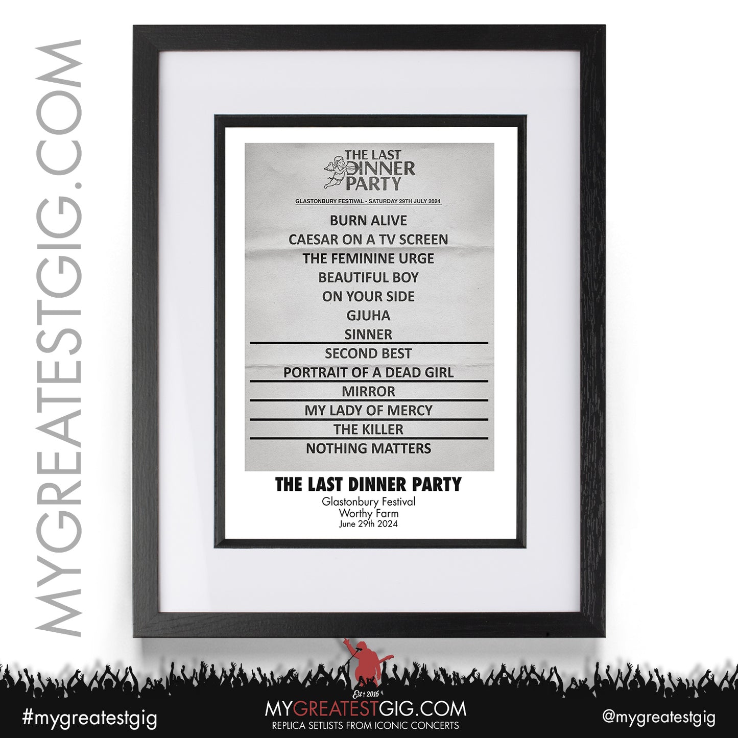 The Last Dinner Party - Glastonbury Festival - June 29th 2024 Replica Setlist Poster