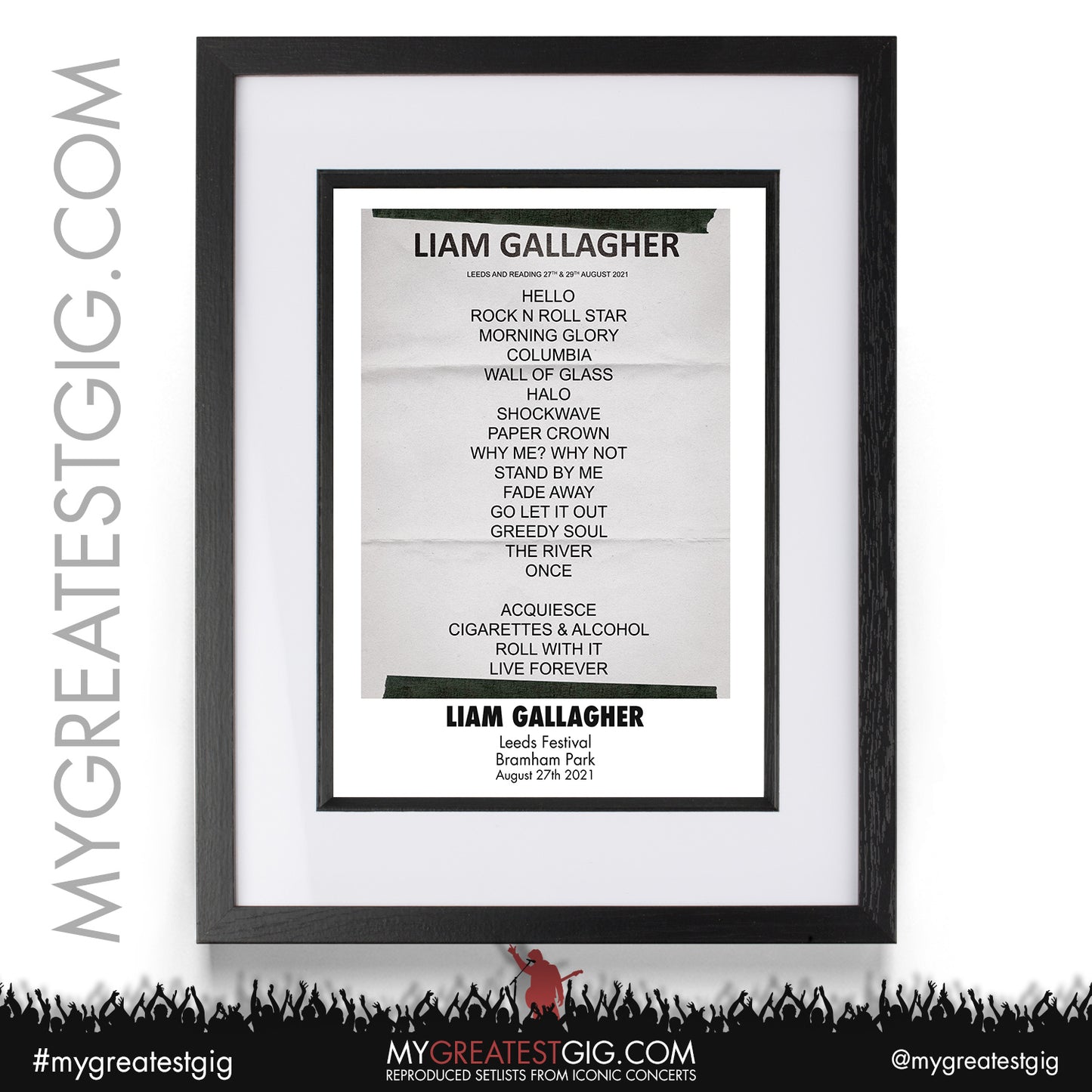 Liam Gallagher - Leeds Festival - August 27th 2021 Recreated Setlist Poster