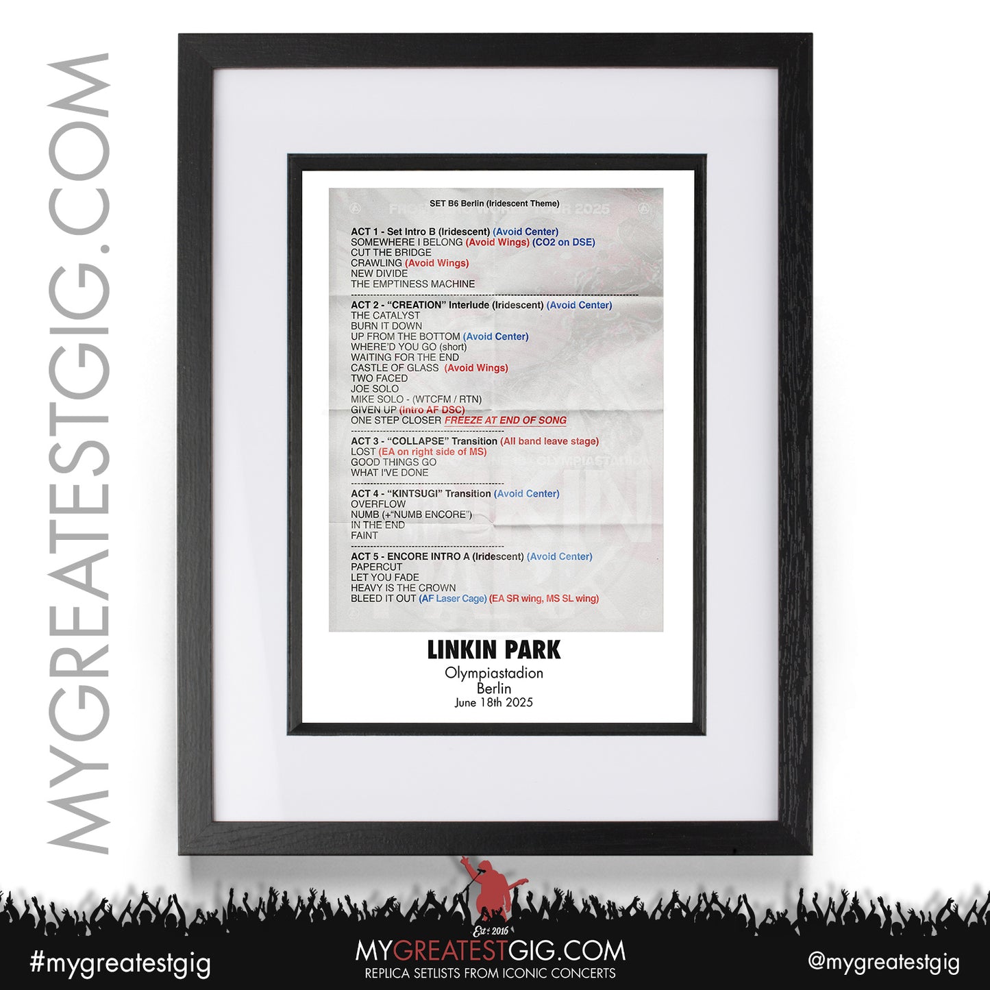 Linkin Park - From Zero World Tour 2025 - Replica Setlist Posters
