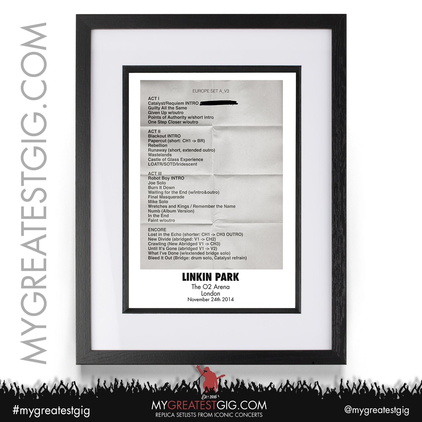 Linkin Park - London - November 23rd/24th 2014 Replica Setlist Poster