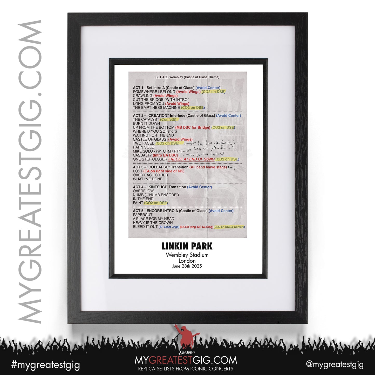 Linkin Park - From Zero World Tour 2025 - Replica Setlist Posters