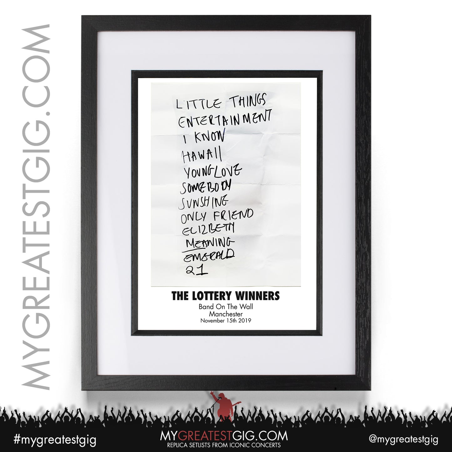 Lottery Winners - Manchester - November 15th 2019 Replica Setlist Poster