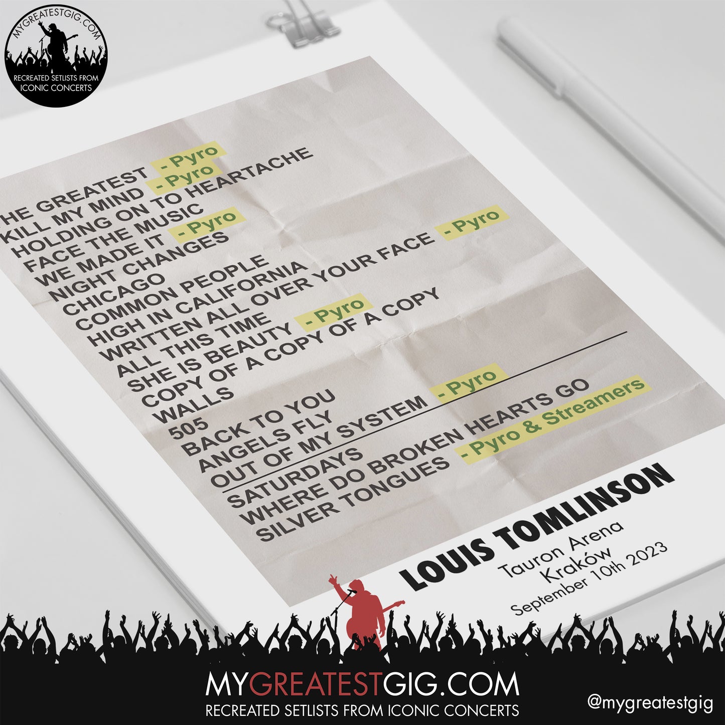 Louis Tomlinson - Krakow - September 10th 2023 Recreated Setlist Poster