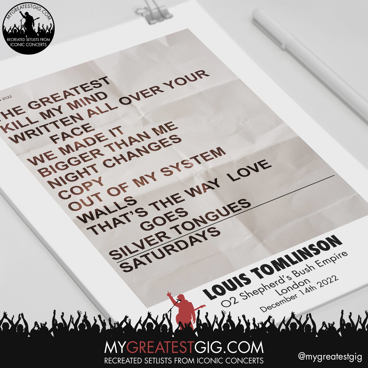 Louis Tomlinson - London - December 14th 2022 Recreated Setlist Poster
