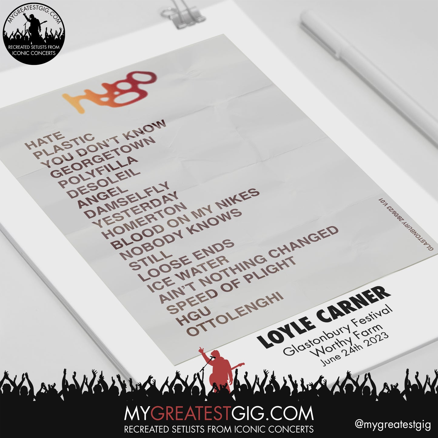 Loyle Carner - Glastonbury Festival - June 24th 2023 Recreated Setlist Poster