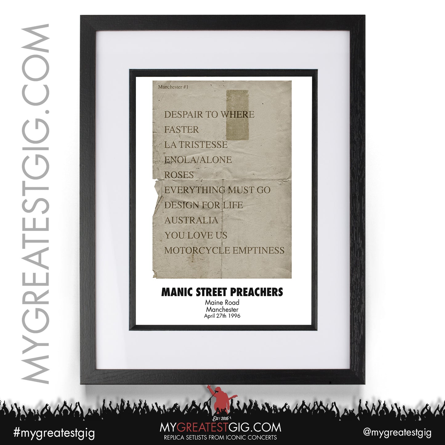 Oasis/Manics/Ocean Colour Scene - Manchester - Maine Road - Apr 27th/28th 1996 Replica Set List Posters