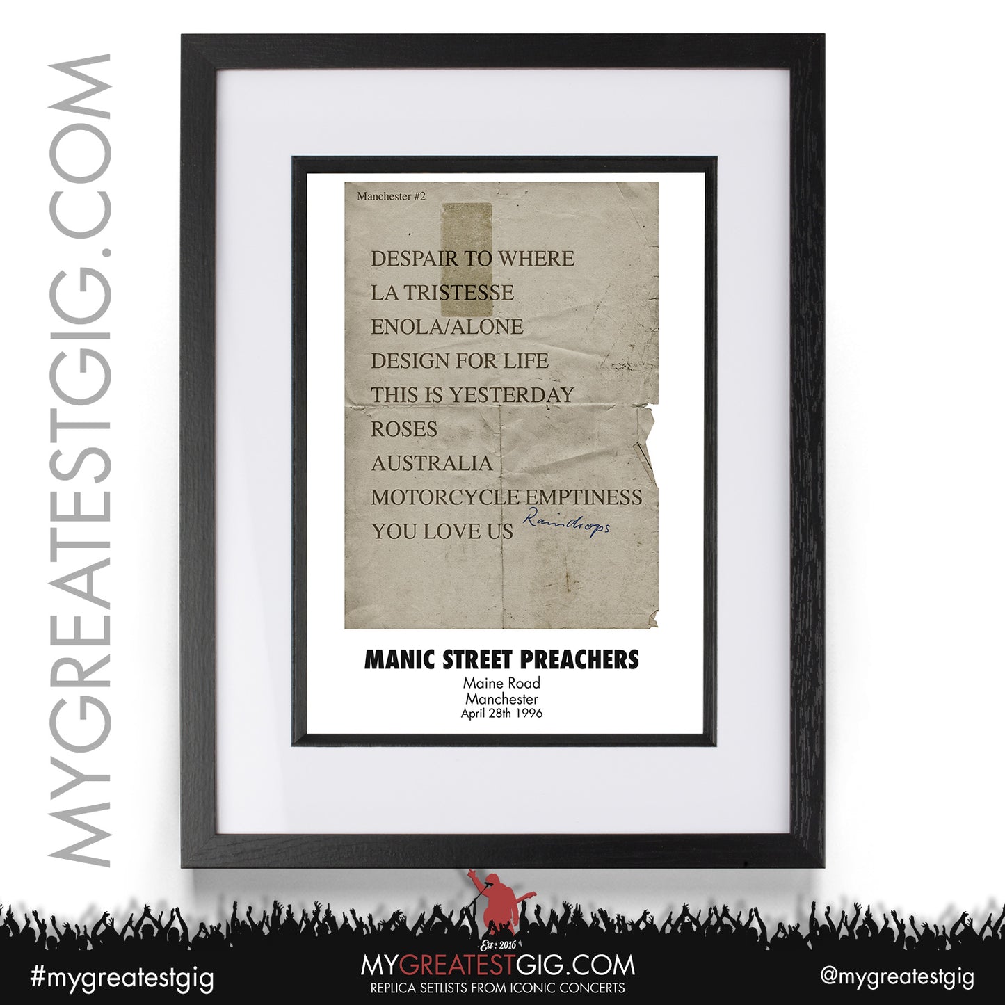Oasis/Manics/Ocean Colour Scene - Manchester - Maine Road - Apr 27th/28th 1996 Replica Set List Posters