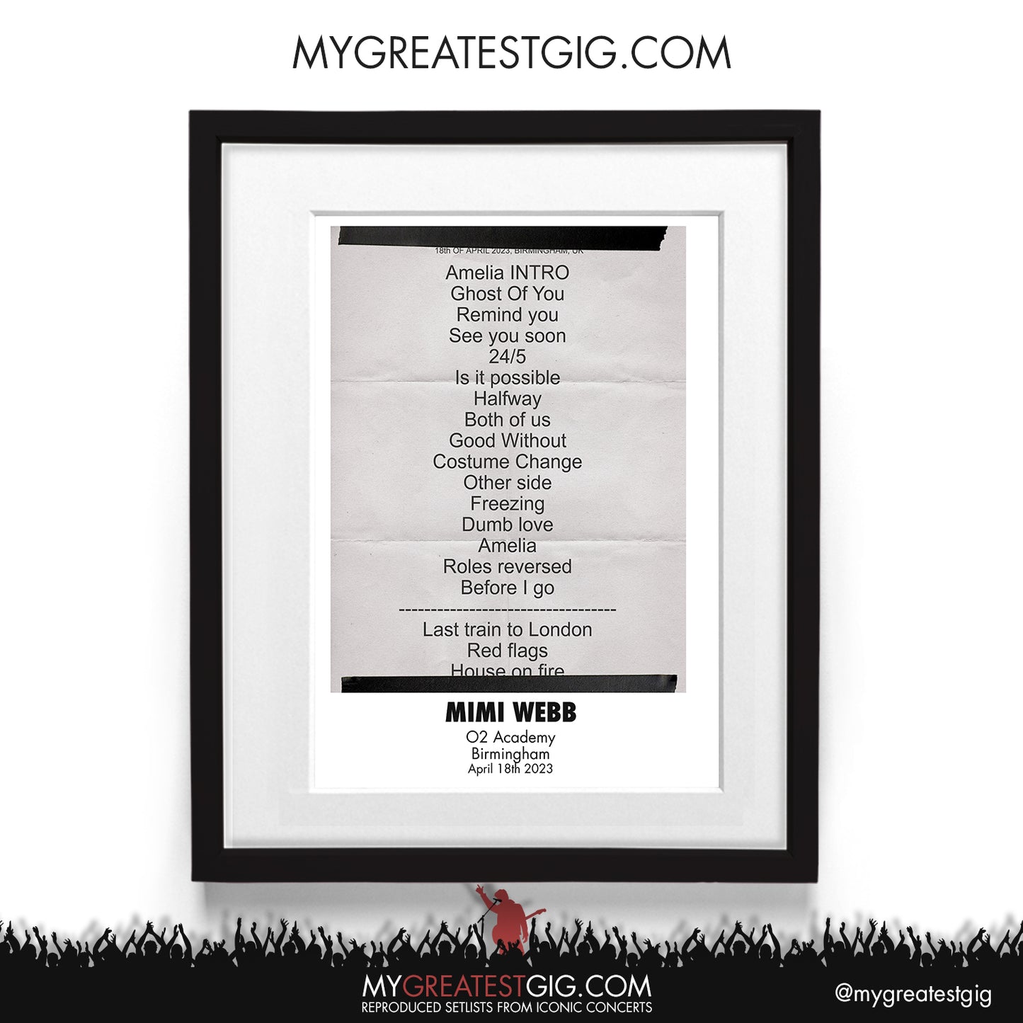 Mimi Webb - Birmingham - April 18th 2023 Recreated Setlist Poster