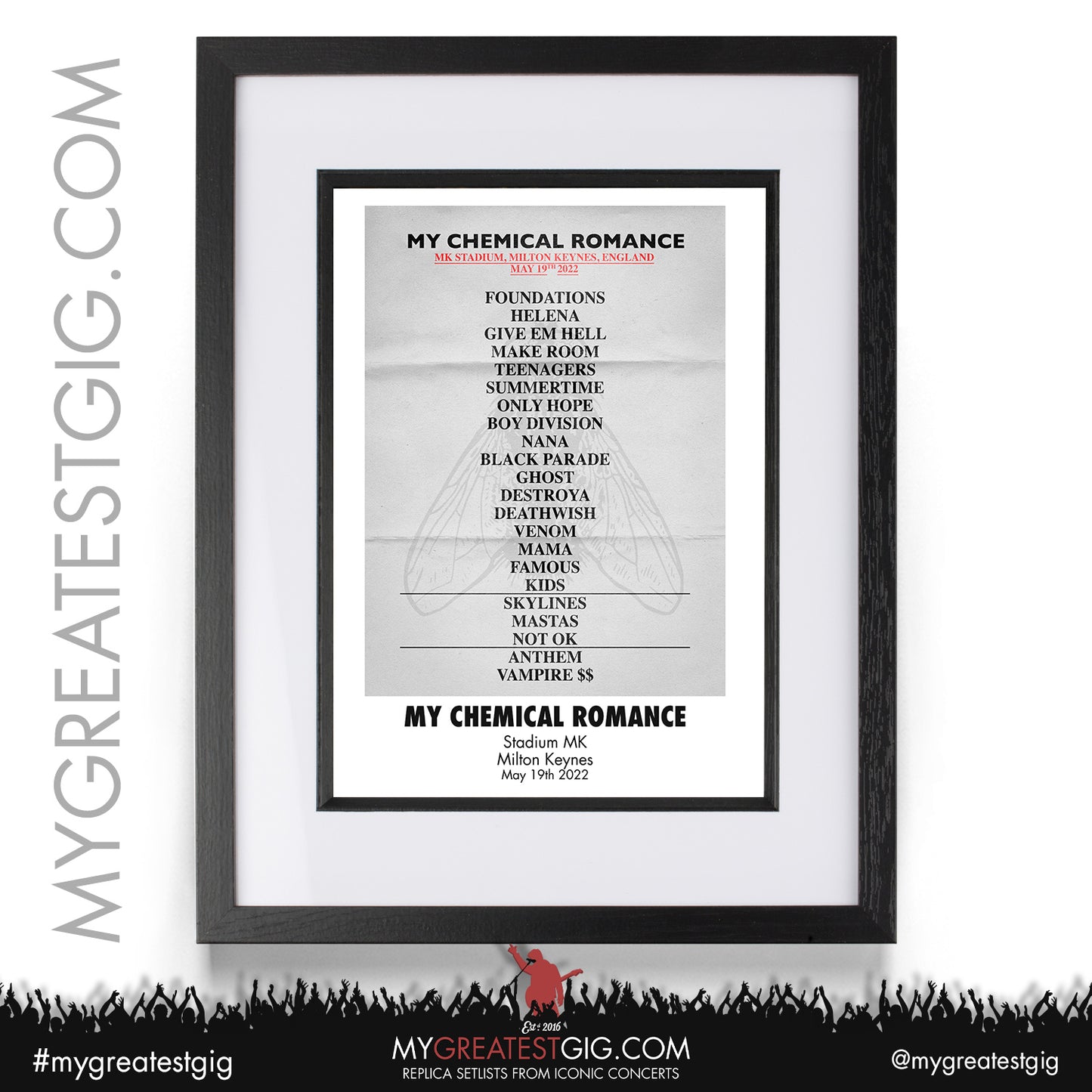 My Chemical Romance - Milton Keynes - May 2022 Replica Setlist Posters
