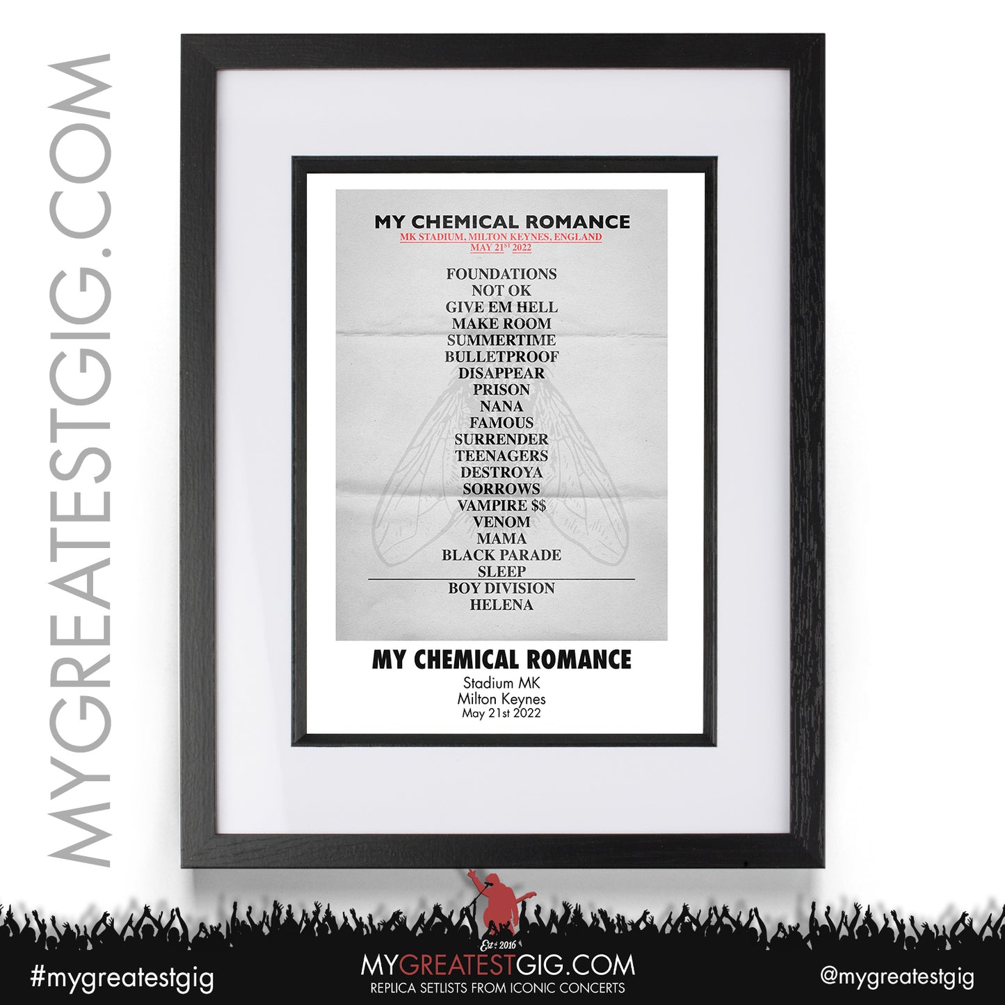 My Chemical Romance - Milton Keynes - May 2022 Replica Setlist Posters