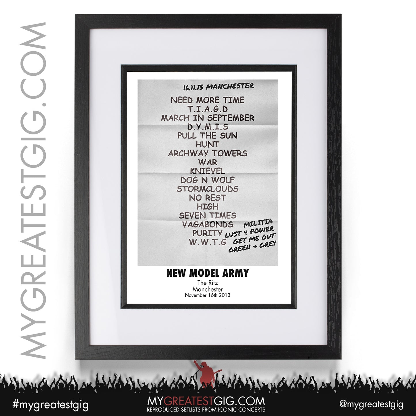 New Model Army - Manchester - November 16th 2013 Recreated Setlist Poster