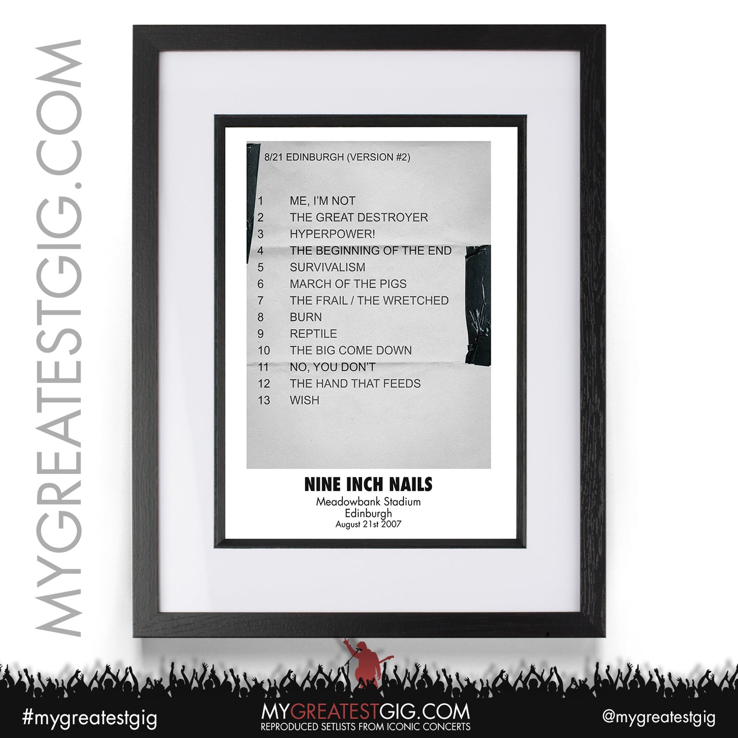 Nine Inch Nails - Edinburgh - August 21st 2007 Recreated Setlist Poster