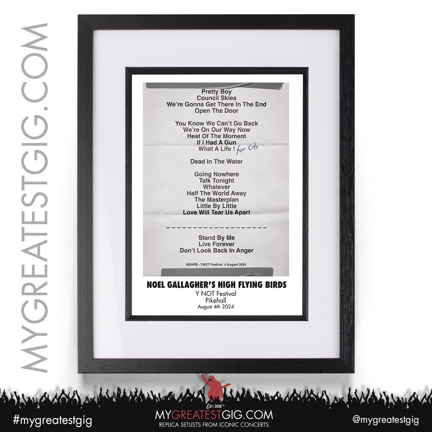 Noel Gallagher's High Flying Birds - Y NOT Festival - August 4th 2024 Replica Setlist Poster