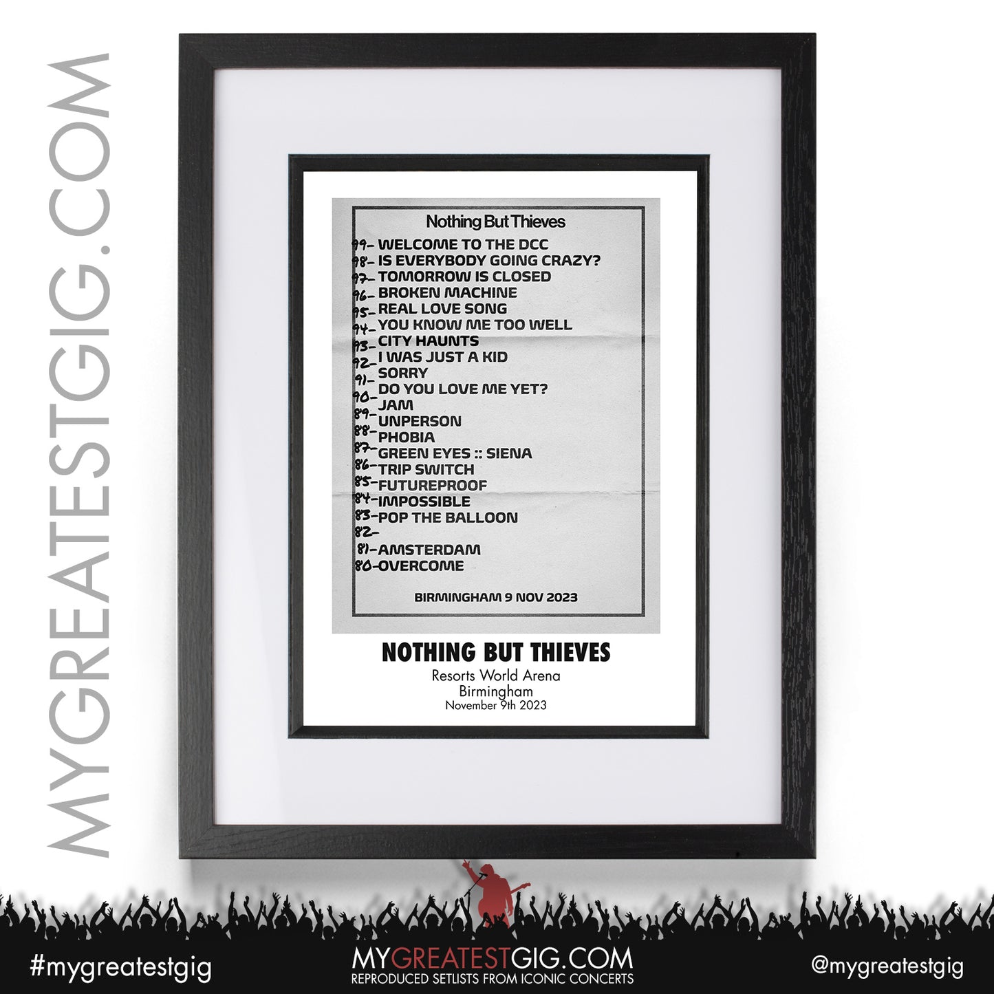 Nothing But Thieves - Birmingham - November 9th 2023 Recreated Setlist Poster