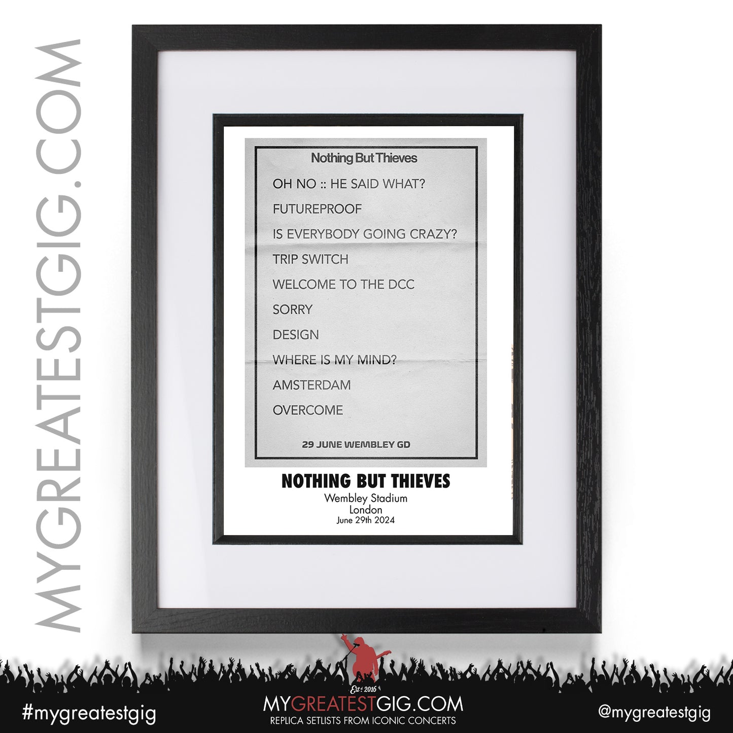 Nothing But Thieves - Wembley Stadium - June 29th 2024 Replica Setlist Poster