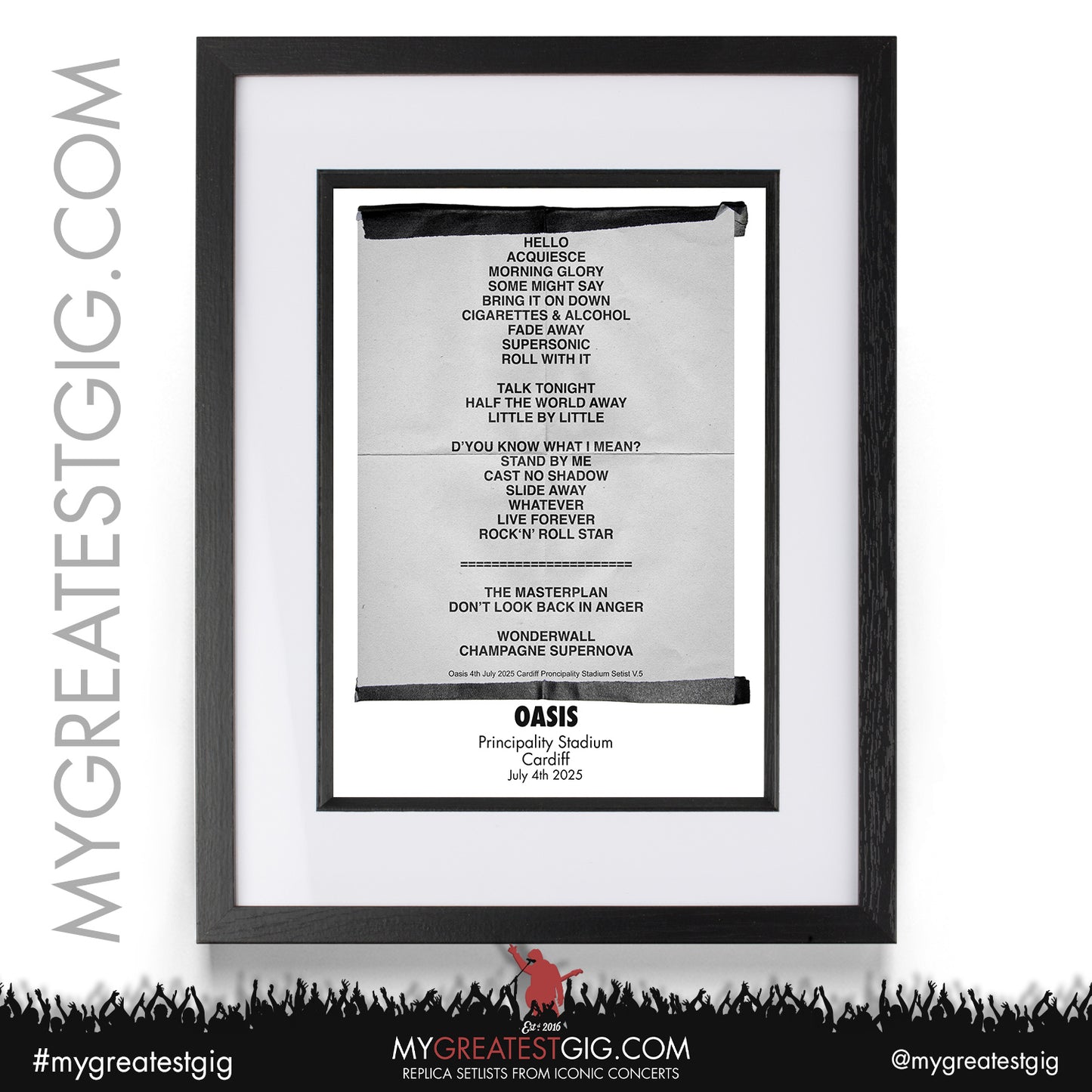 Oasis - Live '25 Tour 2025 - Replica Setlist Posters