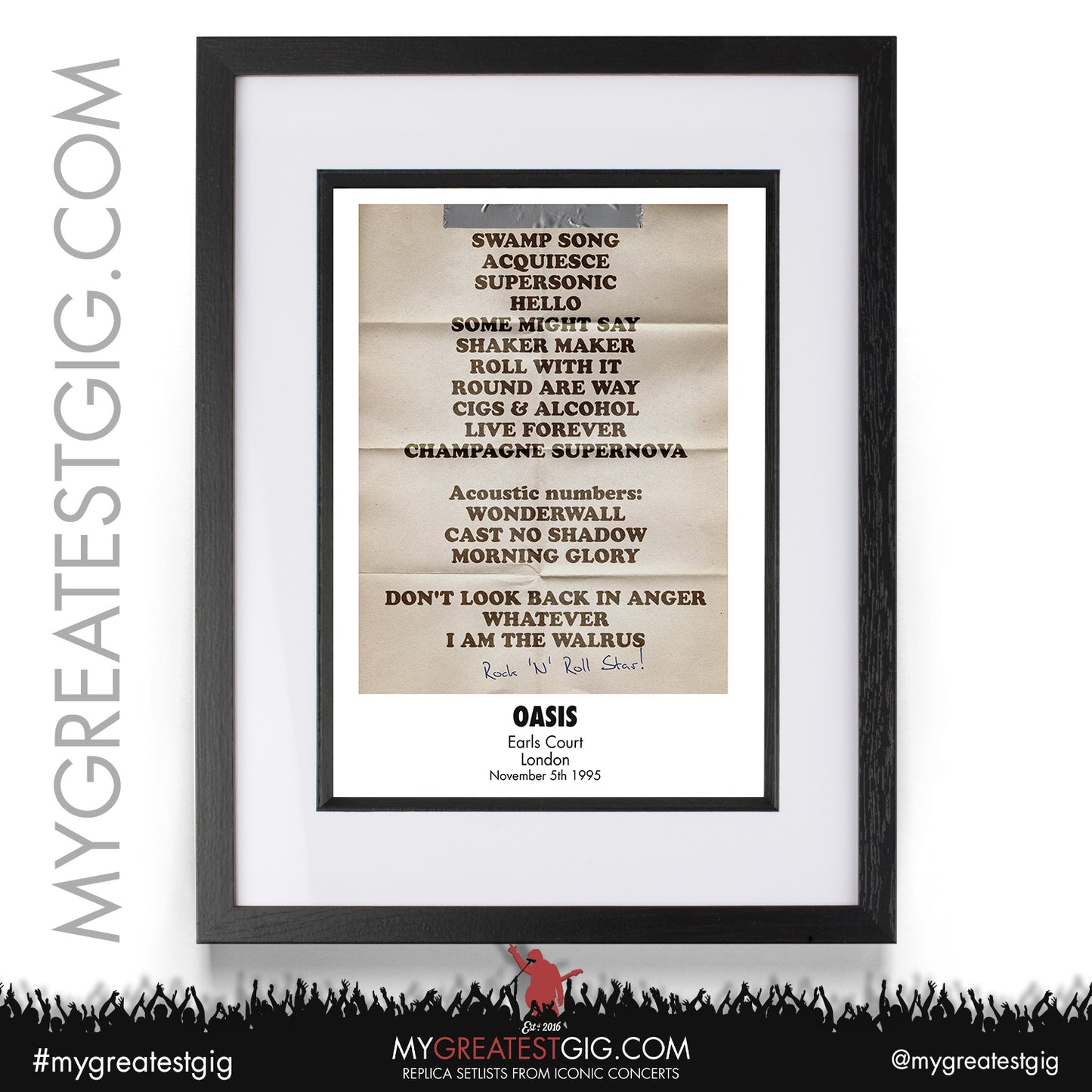 Oasis - Earls Court - November 4th / 5th 1995 Recreated Setlist Poster