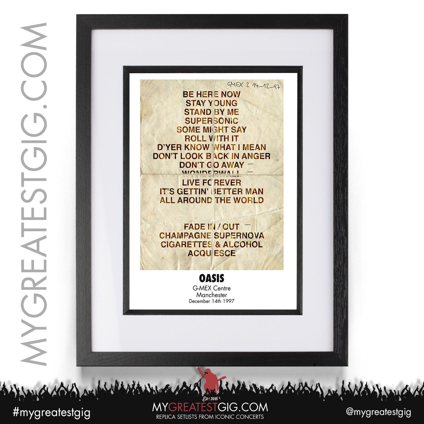 Oasis - Manchester G-Mex - December 13th / 14th 1997 Replica Setlist Posters
