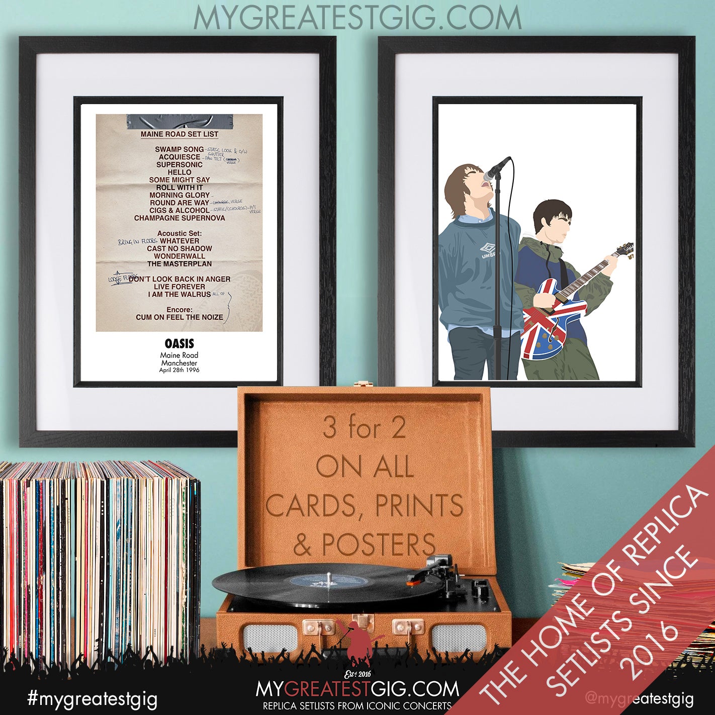 Oasis - Manchester - Maine Road - Apr 28th 1996 Recreated Set List Poster