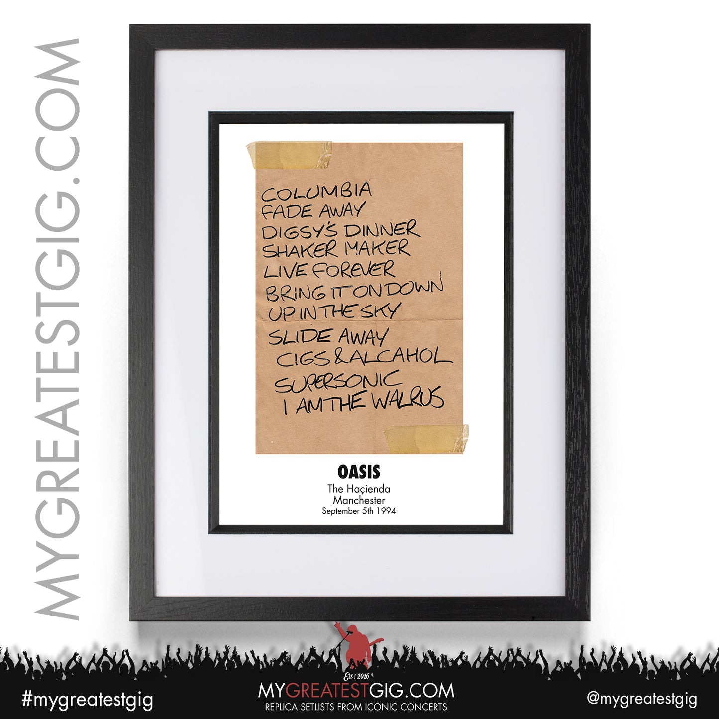 Oasis - Manchester - September 5th 1994 Replica Setlist Poster
