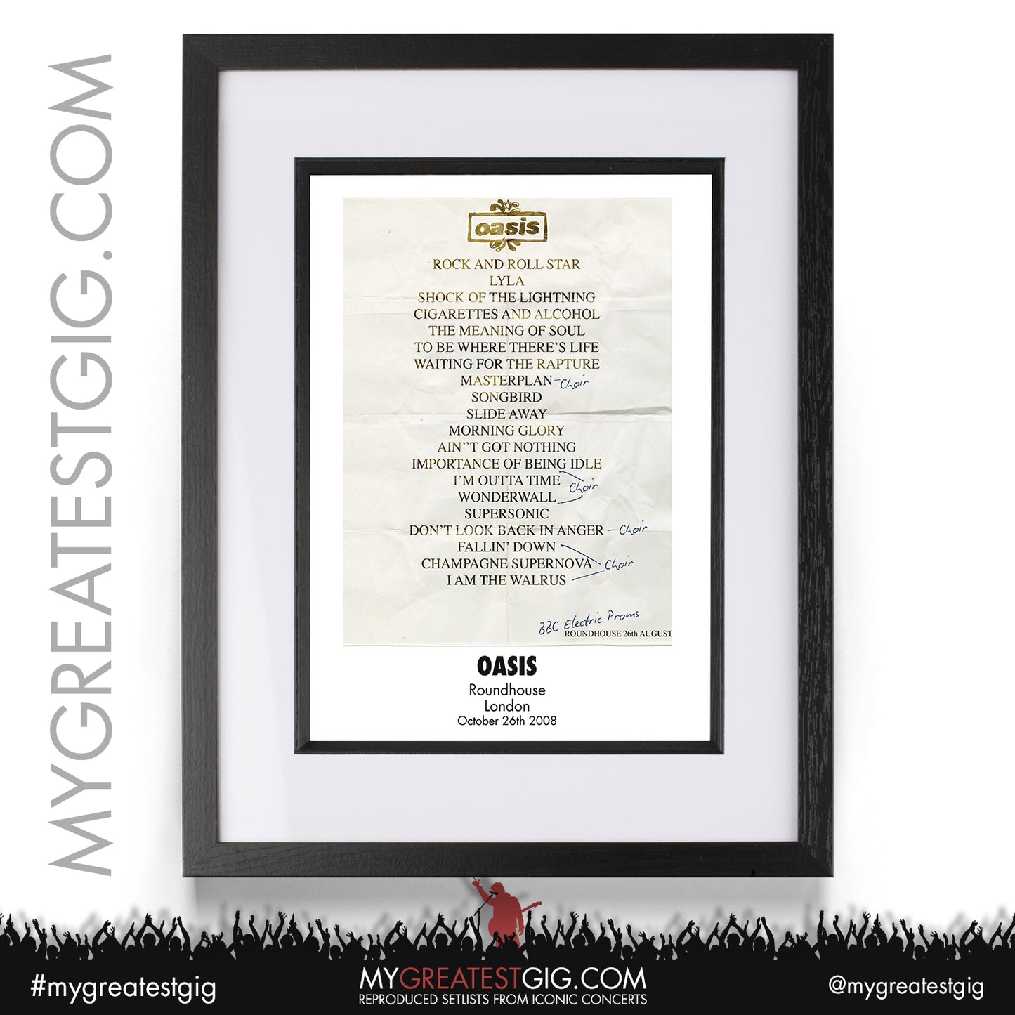 Oasis - Roundhouse - October 26th 2008 Recreated Setlist Poster