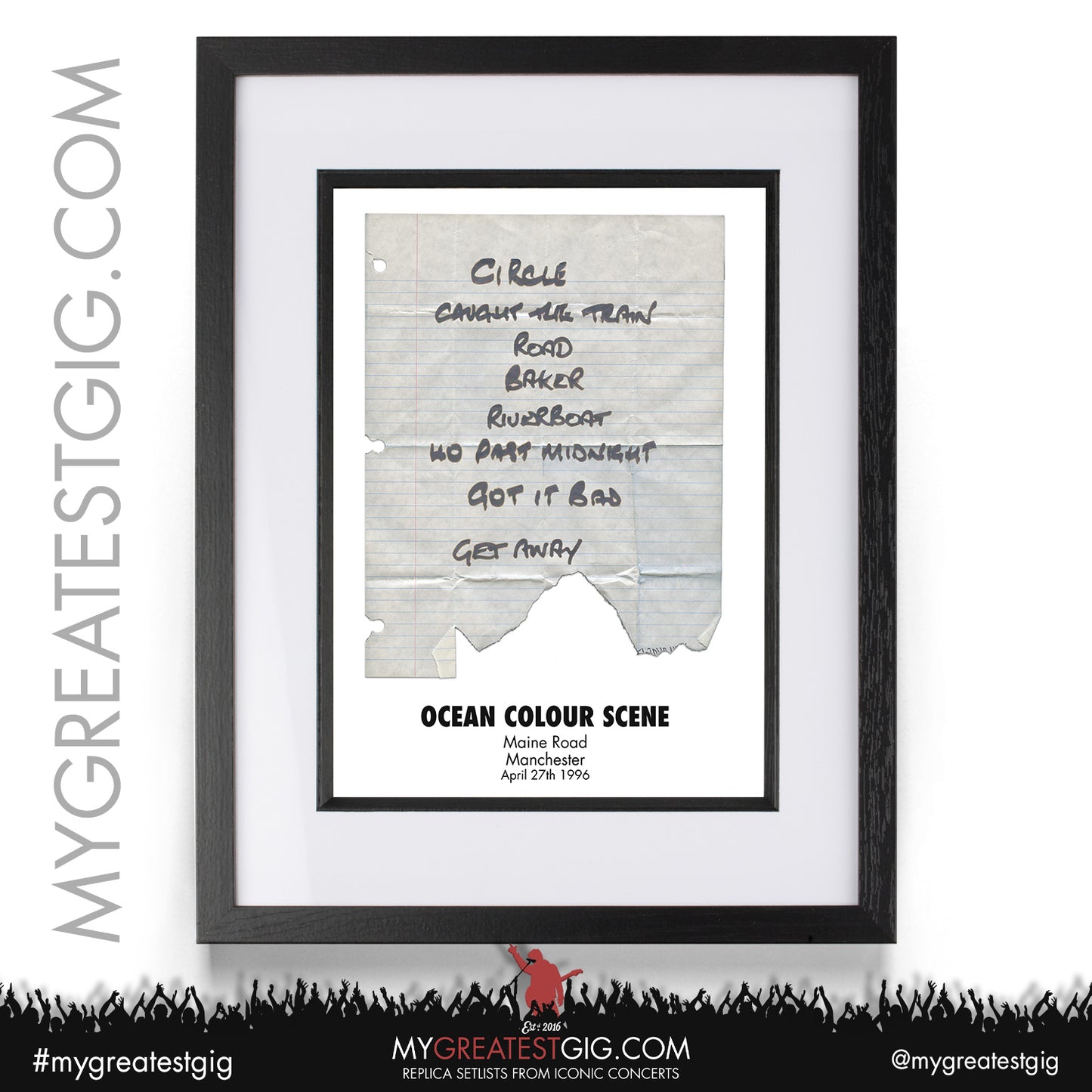 Oasis/Manics/Ocean Colour Scene - Manchester - Maine Road - Apr 27th/28th 1996 Replica Set List Posters