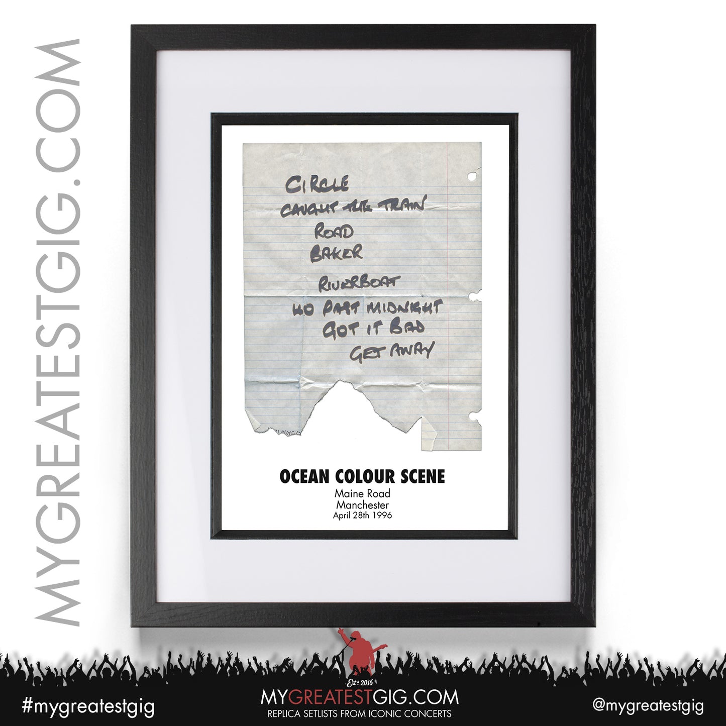 Oasis/Manics/Ocean Colour Scene - Manchester - Maine Road - Apr 27th/28th 1996 Replica Set List Posters