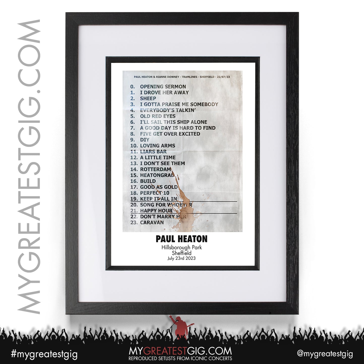 Paul Heaton - Sheffield - July 23rd 2023 Recreated Setlist Poster