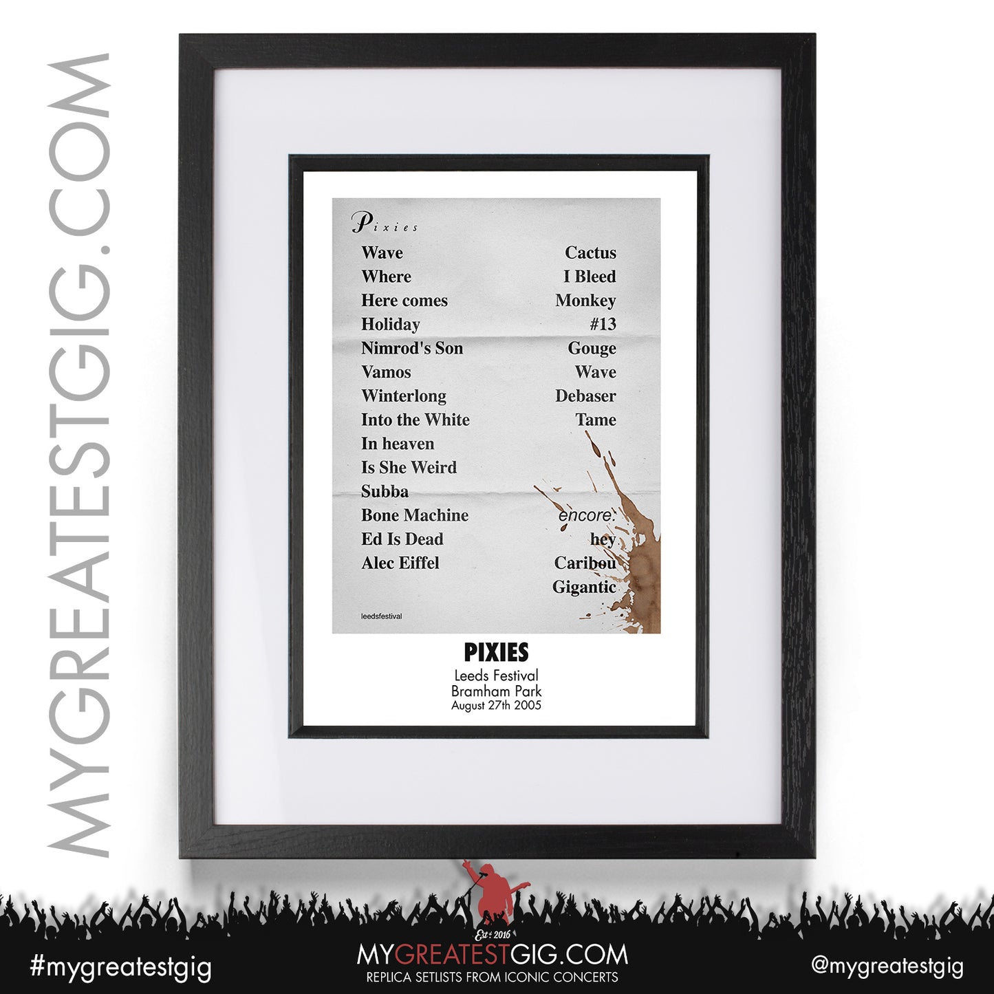 Pixies - Leeds Festival - August 27th 2005 Replica Setlist Poster